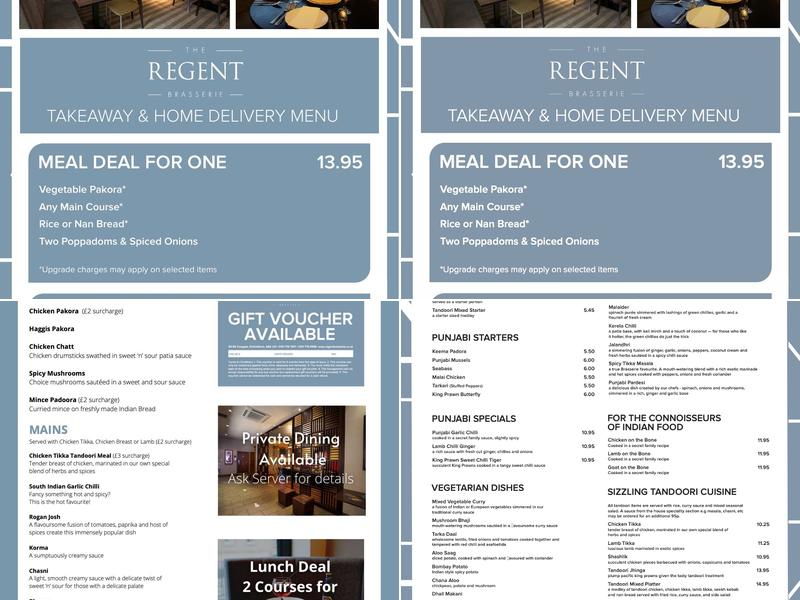 The Regent Brasserie Menu