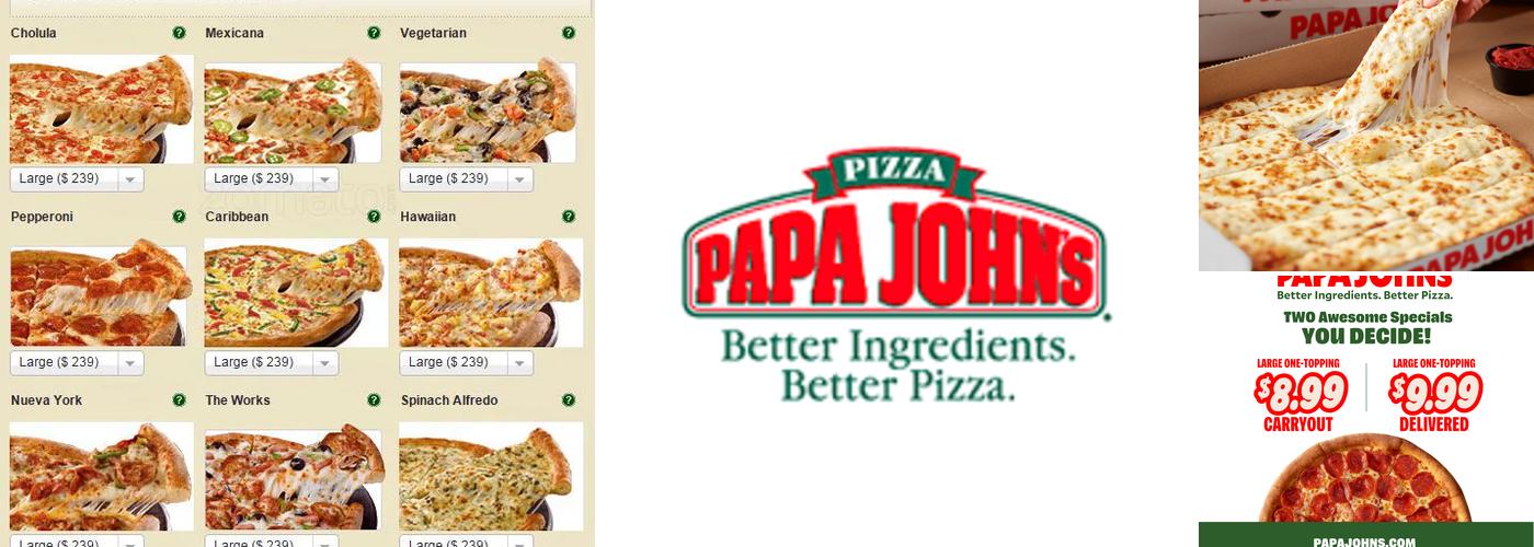 Papa Johns Pizza Menu