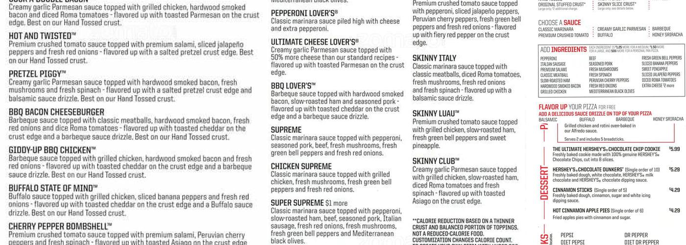 Pizza Hut Menu