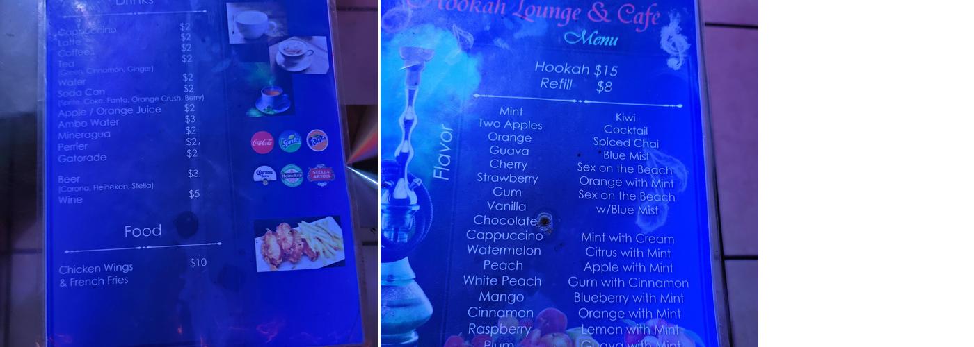 Reggae Hookah lounge Menu