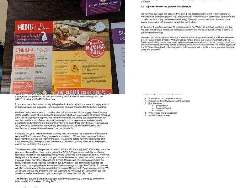 Premier Inn Dumbarton/Loch Lomond hotel Menu