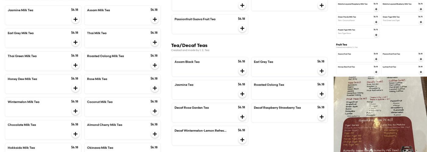1, 2, tea Menu