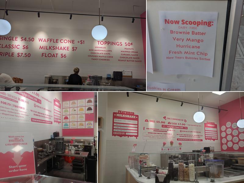 Millie's Homemade Ice Cream Menu