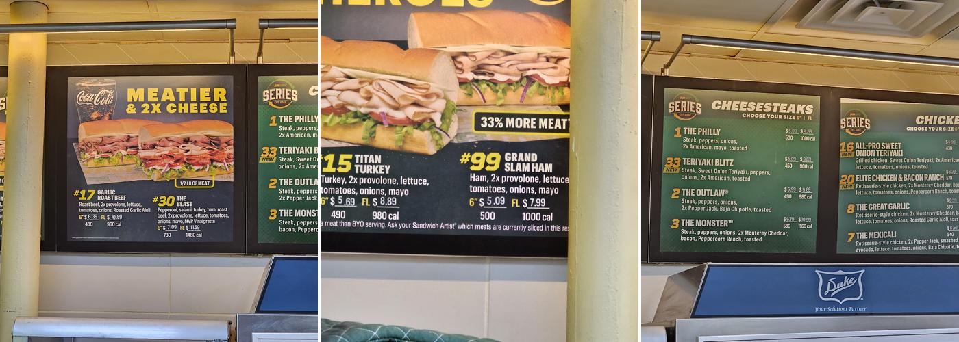 Subway Menu