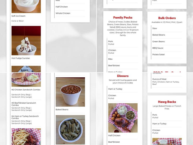 Bearden Banquet Hall Menu