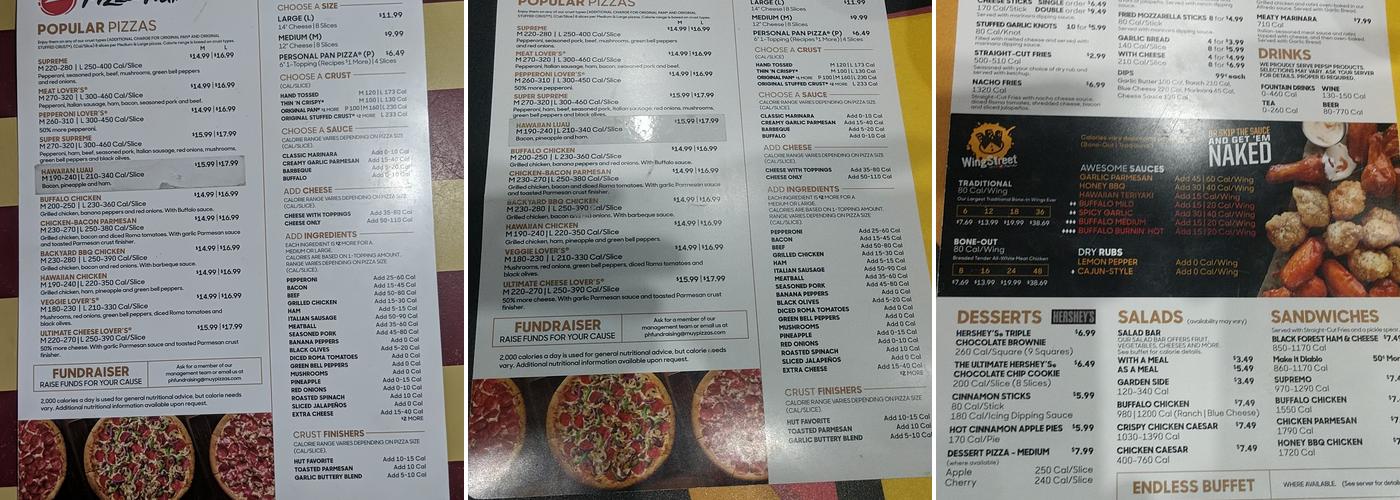 Pizza Hut Menu