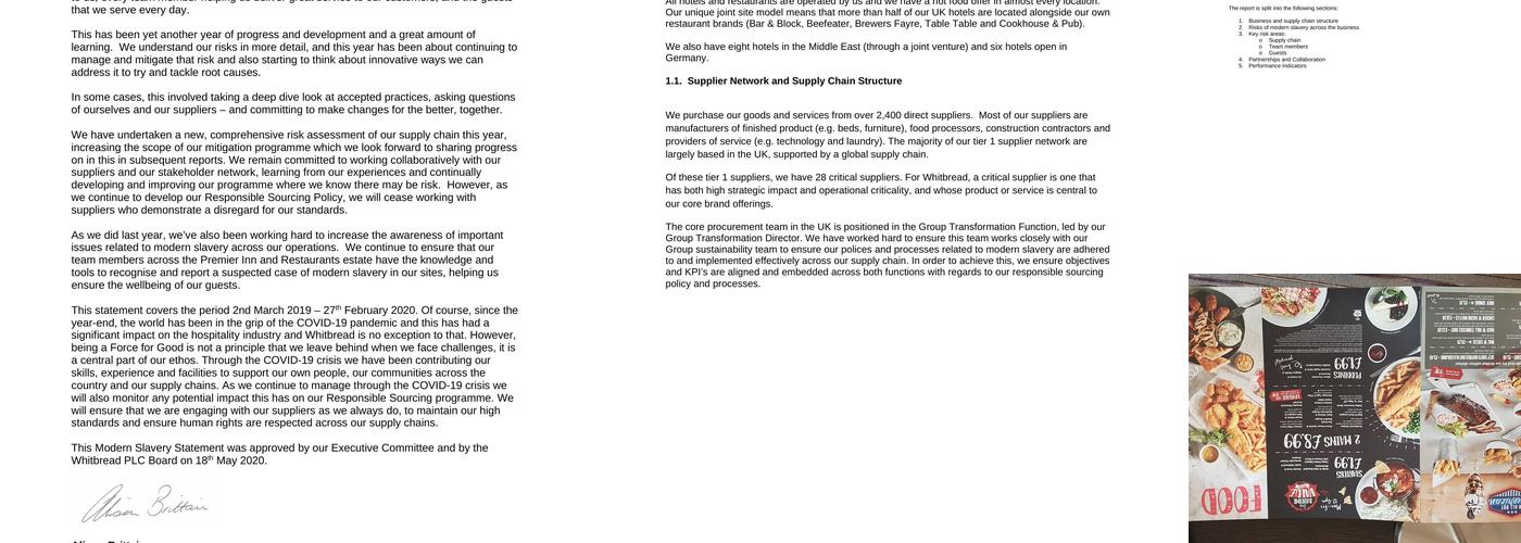 Premier Inn Elgin Menu