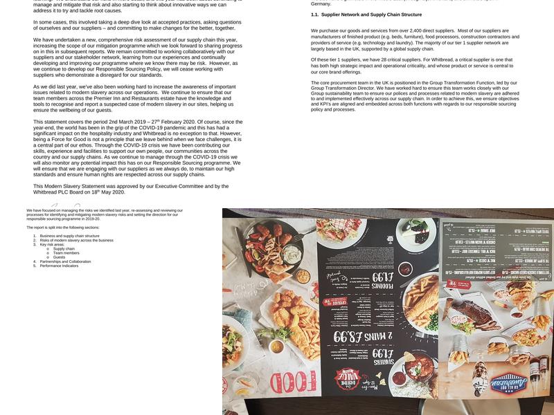 Premier Inn Elgin Menu