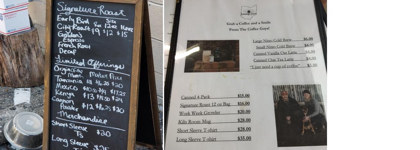 Jennings Java Artisan Coffee Roasters Menu