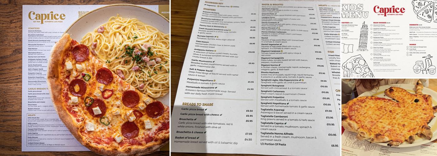 Caprice Restaurant Menu