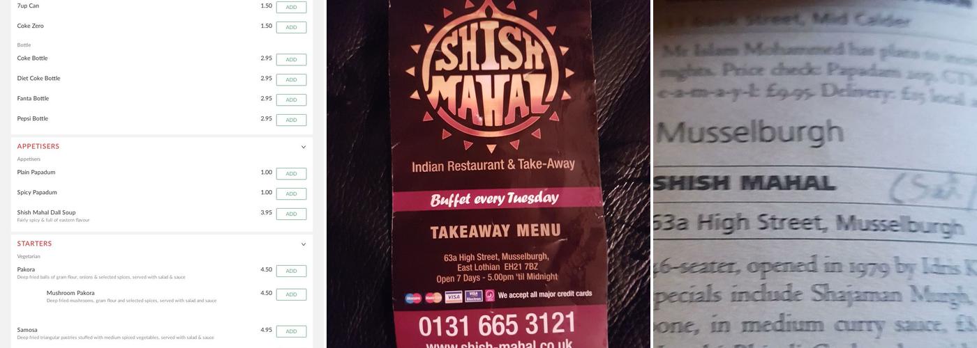 Shish Mahal Menu