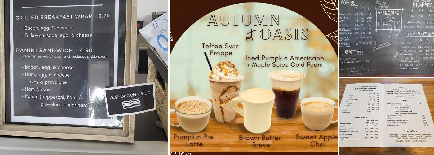 Oasis Coffee Menu