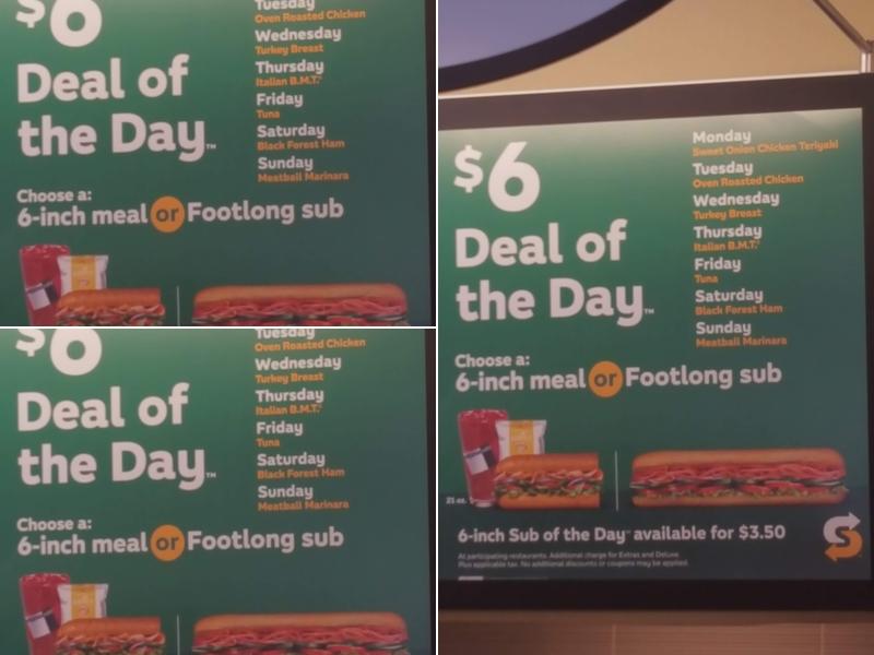 Subway Menu