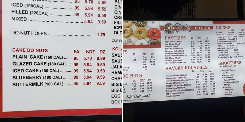 Shipley Do-Nuts Menu