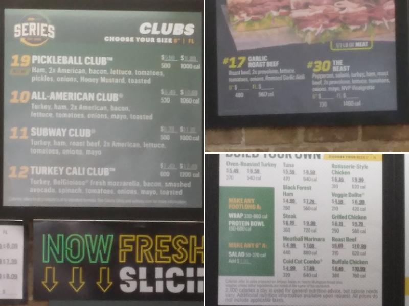Subway Menu