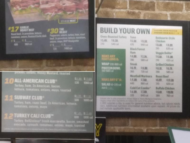 Subway Menu