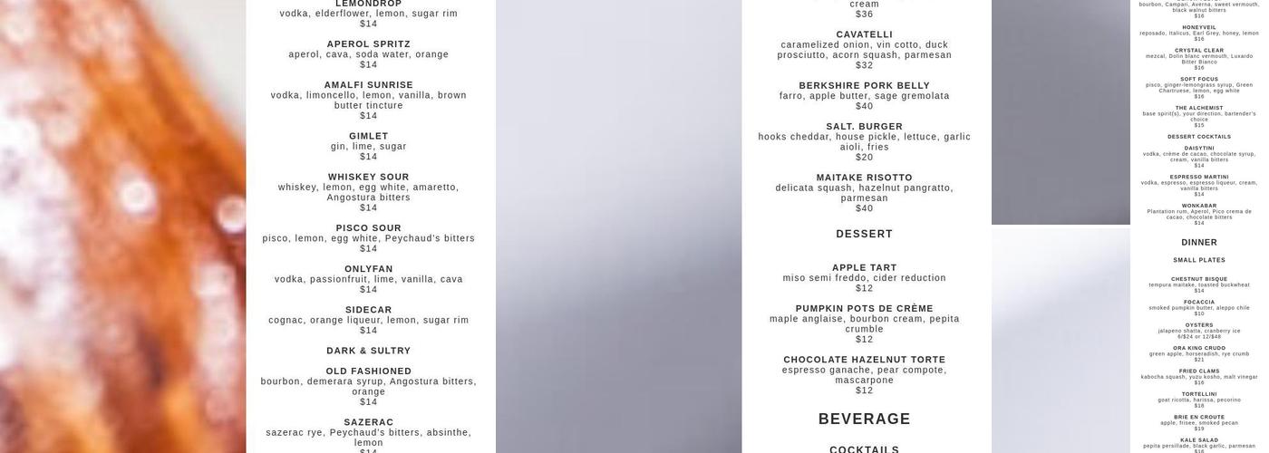 Salt. Menu