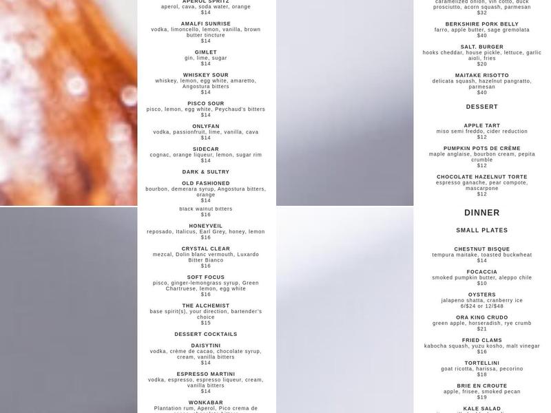 Salt. Menu