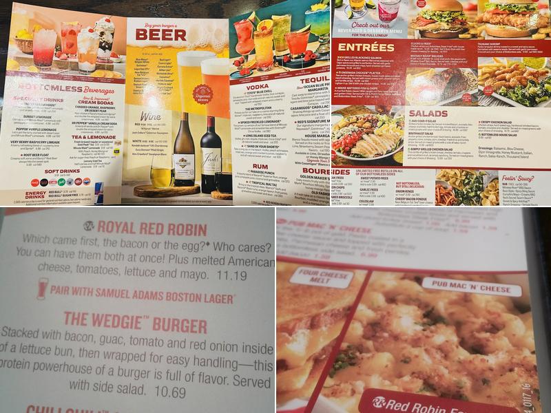 Red Robin Gourmet Burgers and Brews Menu
