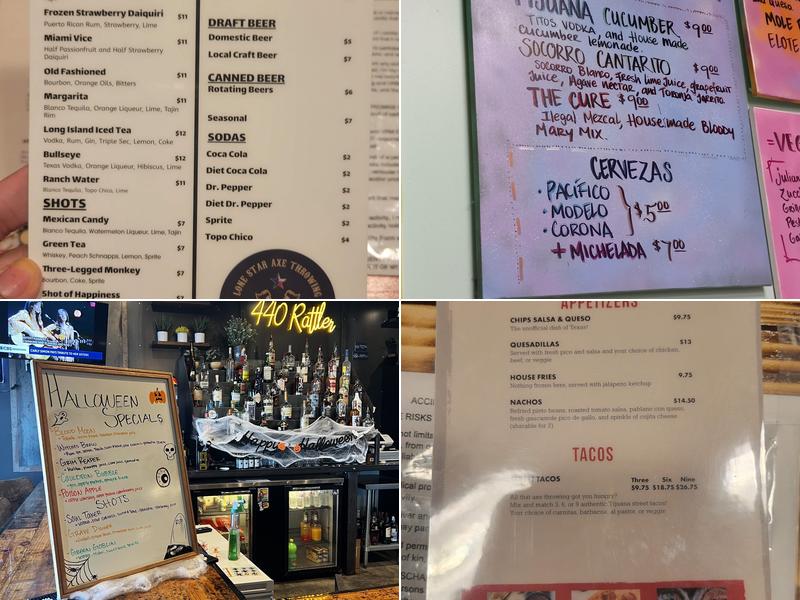 Lone Star Axe Throwing Menu