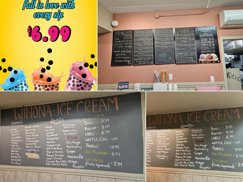 CRAZY FISH AND WINGS ,WINONA ICECREAM Menu