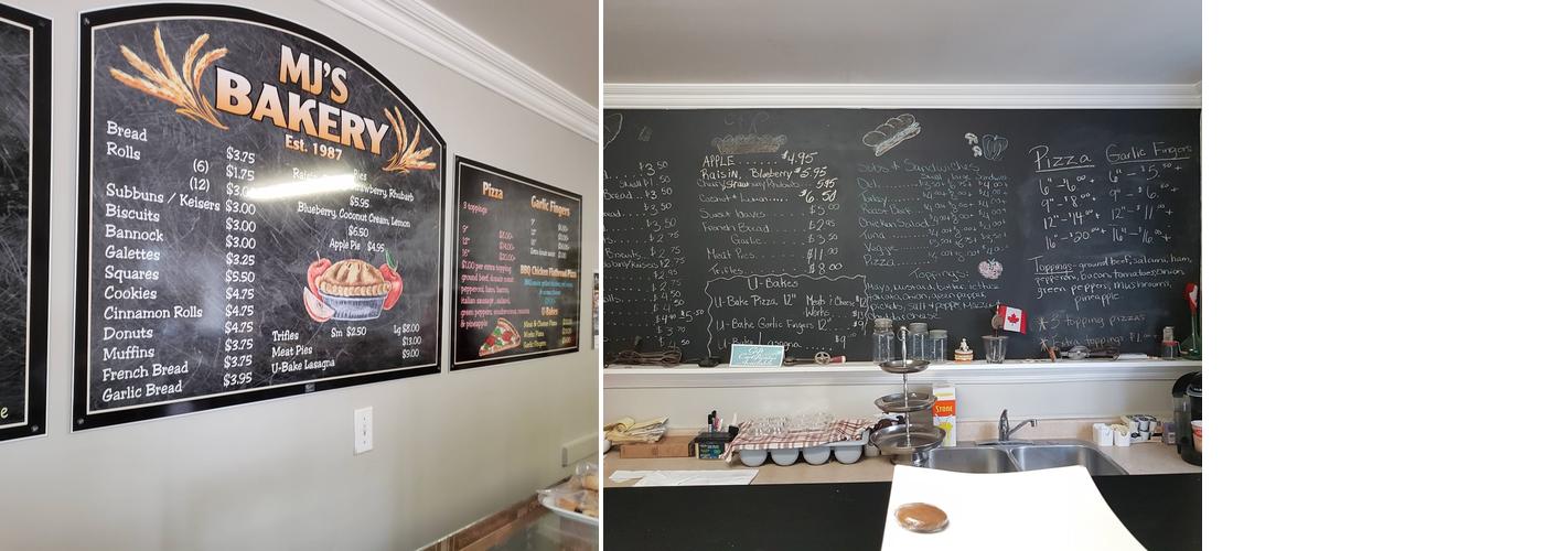 MJ's Bakery & Caboose Cafe Menu