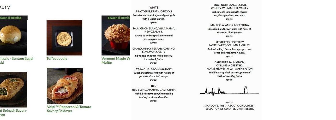 Starbucks Coffee Company Menu