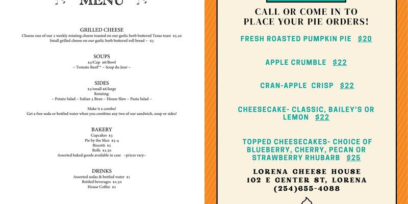 Lorena Cheese House Menu