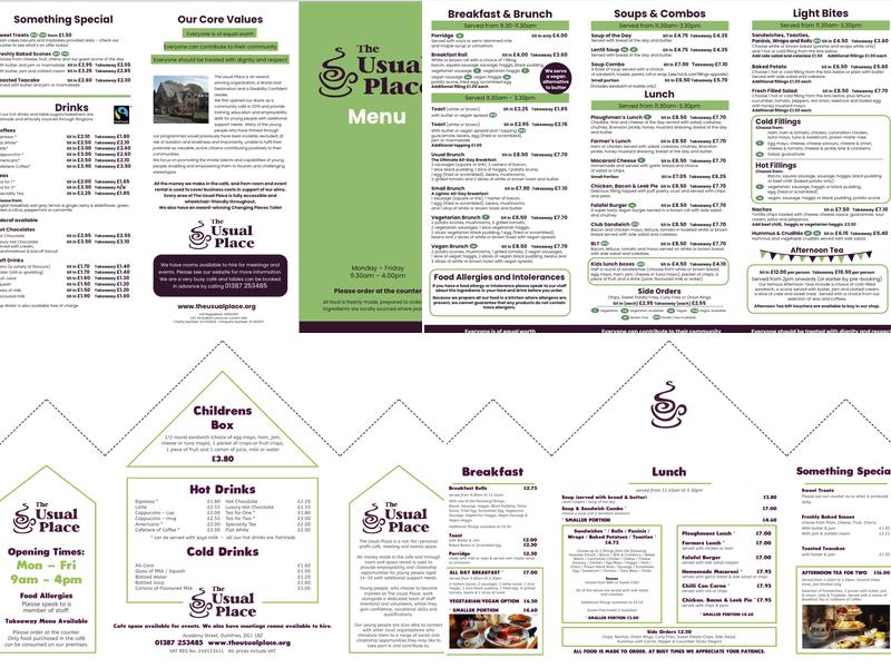 The Usual Place Menu