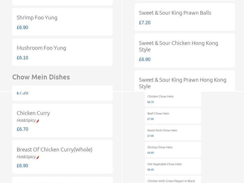 New Hot wok Chinese Takeaway Menu