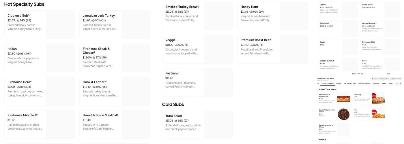 Thirsty's Menu