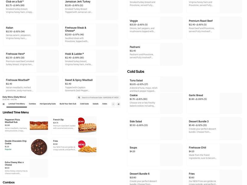 Thirsty's Menu