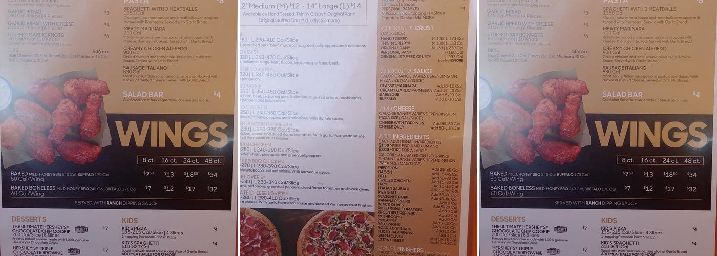 Pizza Hut Menu