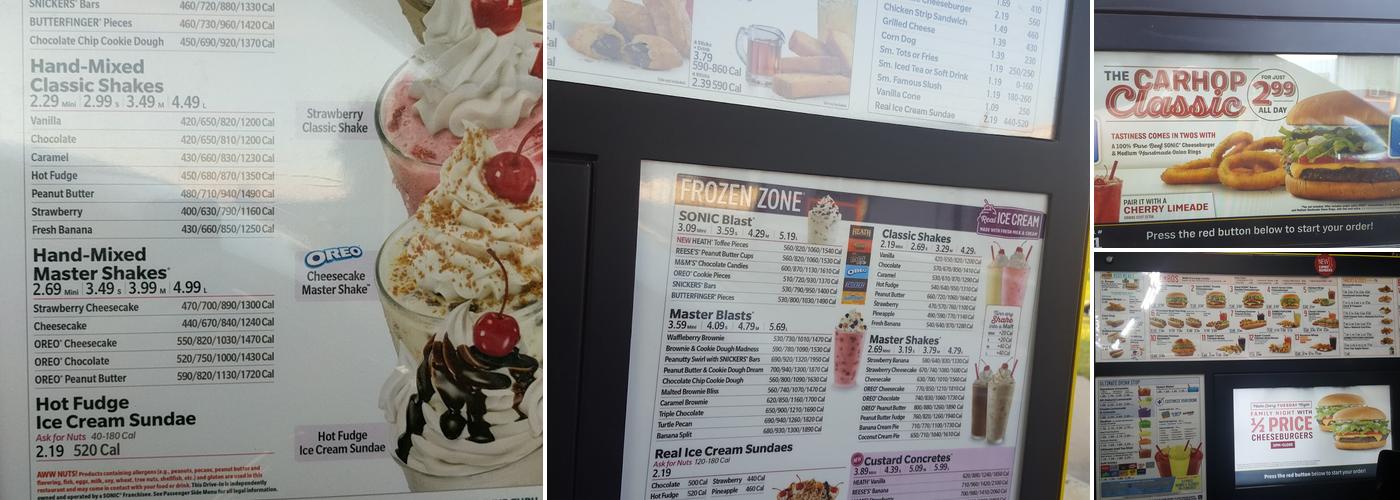 Sonic Drive-In Menu