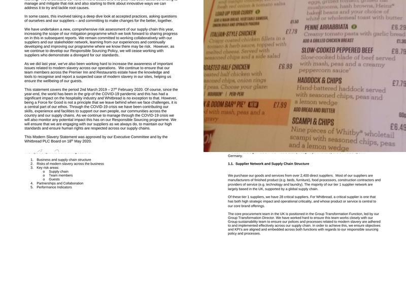 Premier Inn Falkirk (Larbert) hotel Menu