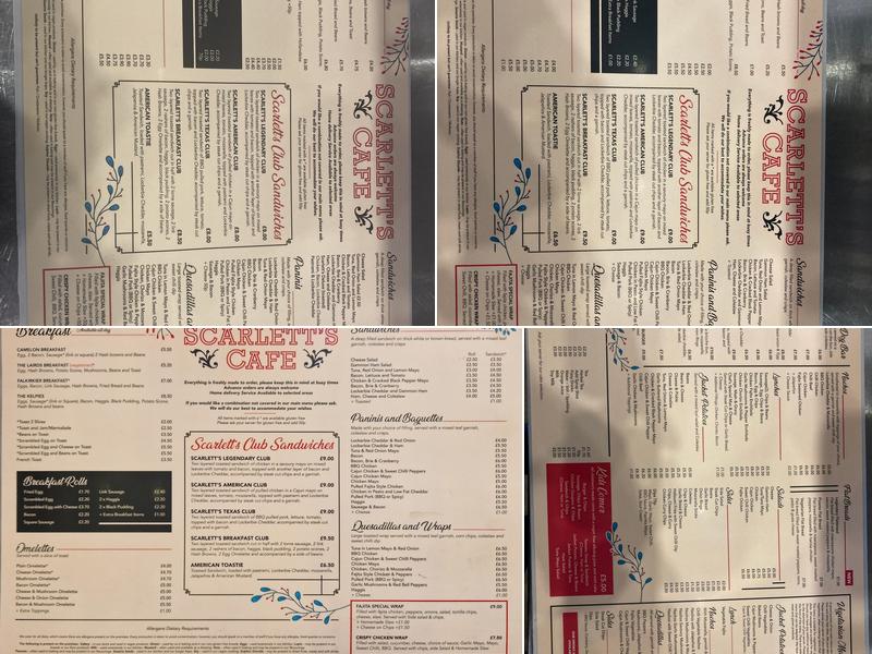 Scarlett's Cafe Menu