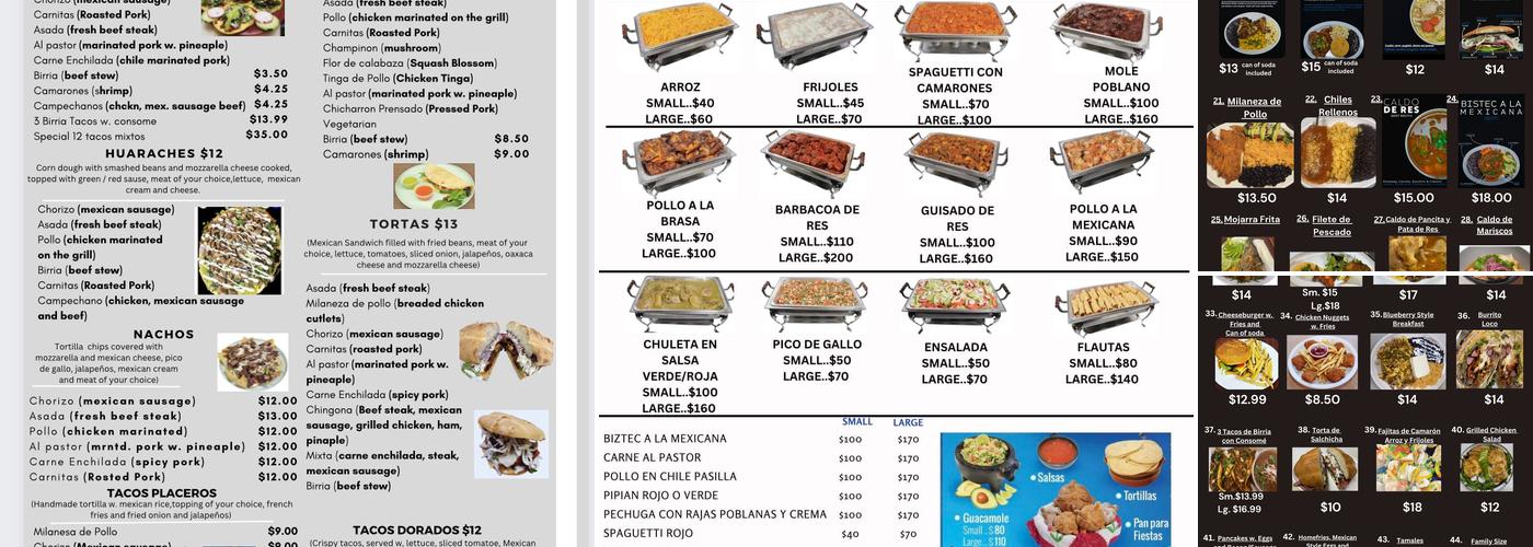 Blueberry Mexican Grill and Bakery Menu