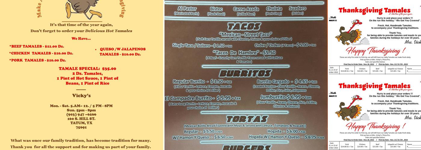 Vicky's - Pizza Pro Menu