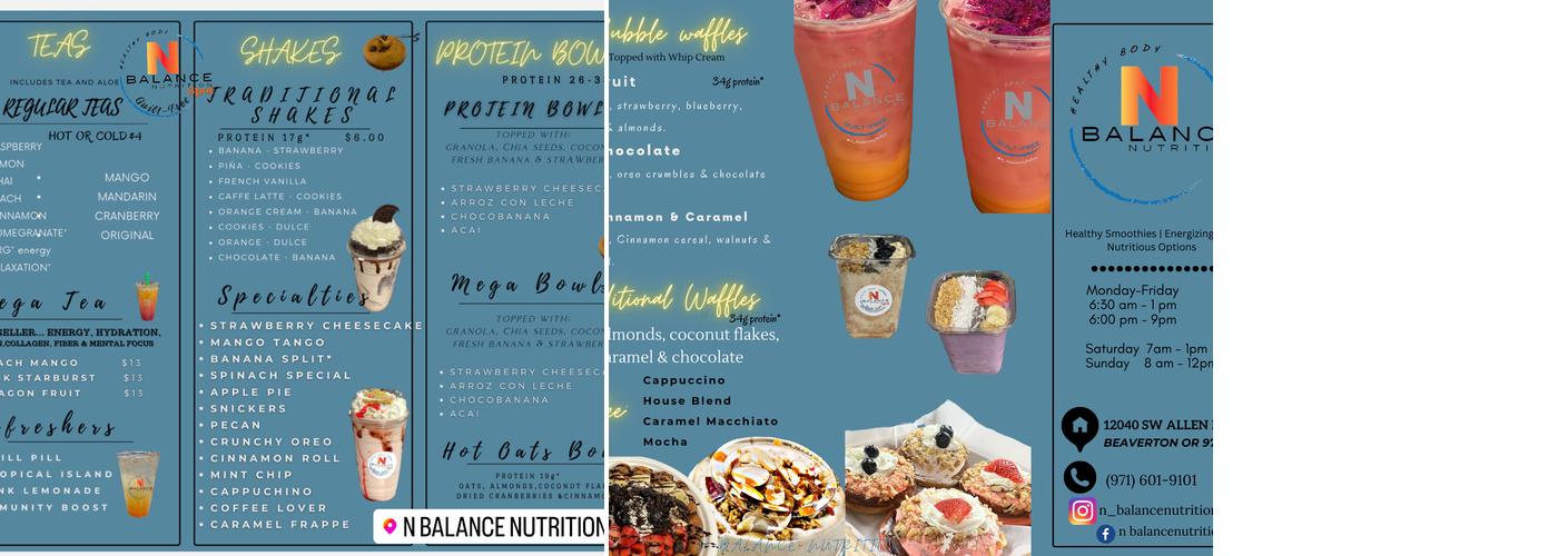 N Balance Nutrition Menu