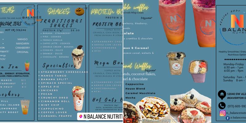 N Balance Nutrition Menu