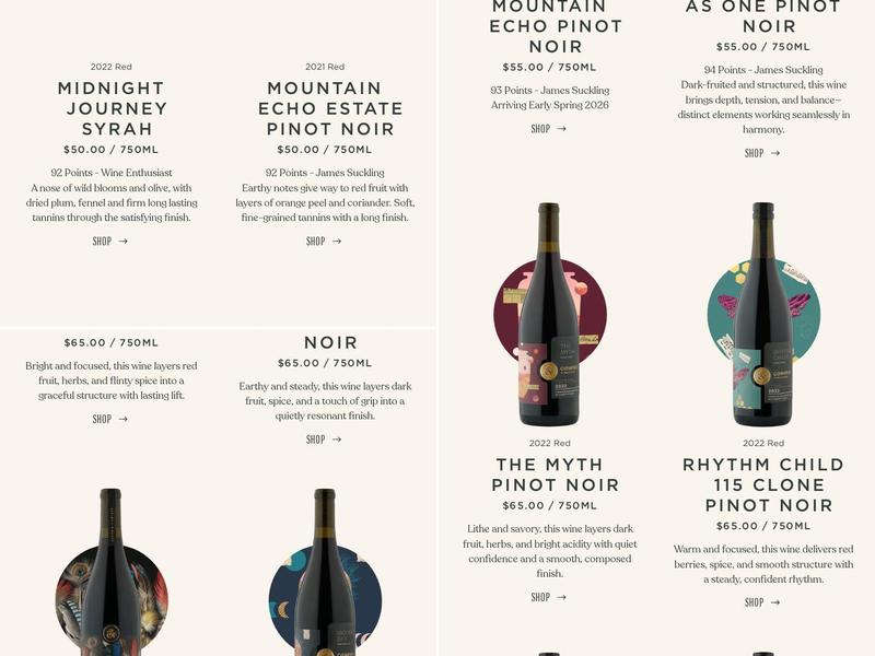 Compris Vineyard Menu