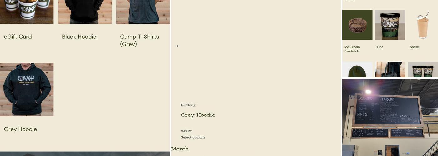 Camp Handcrafted Ice Cream Menu