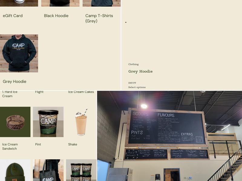 Camp Handcrafted Ice Cream Menu