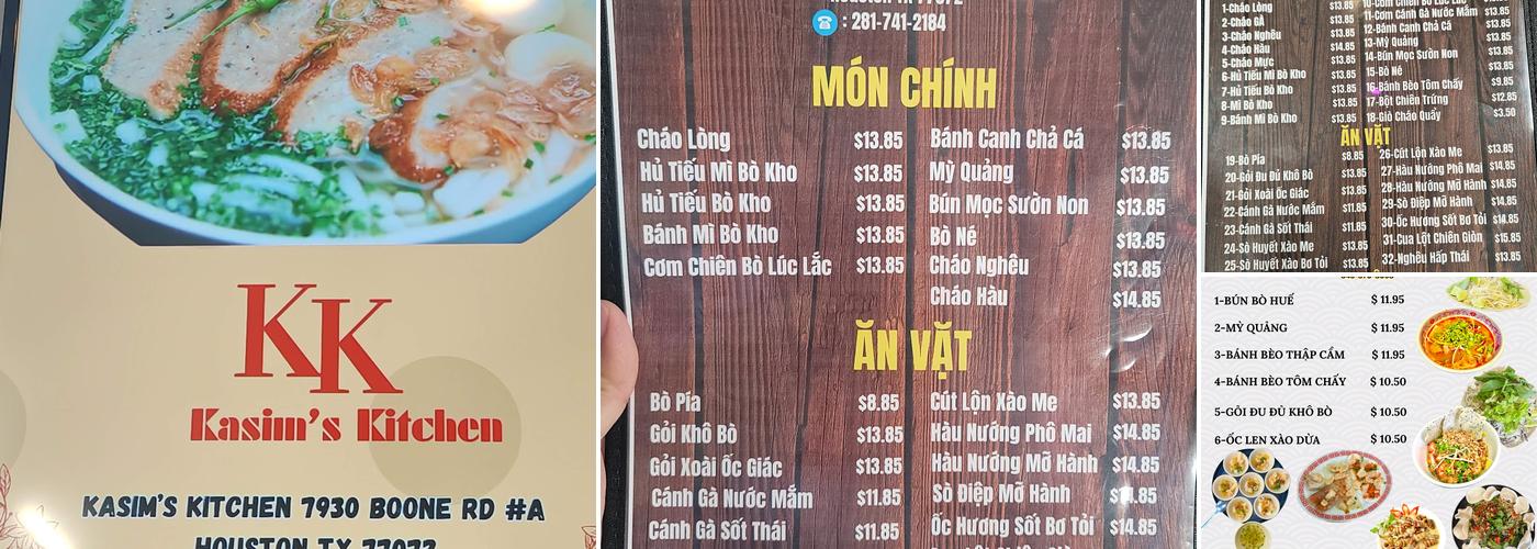 Kasim's Kitchen Menu