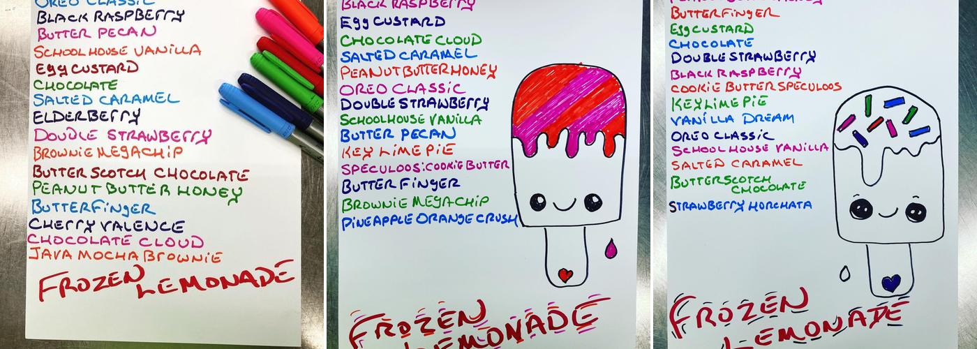 Pycone Creamery Menu