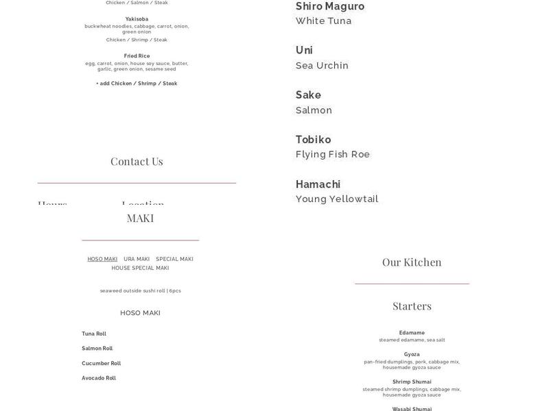 Hasuno Menu