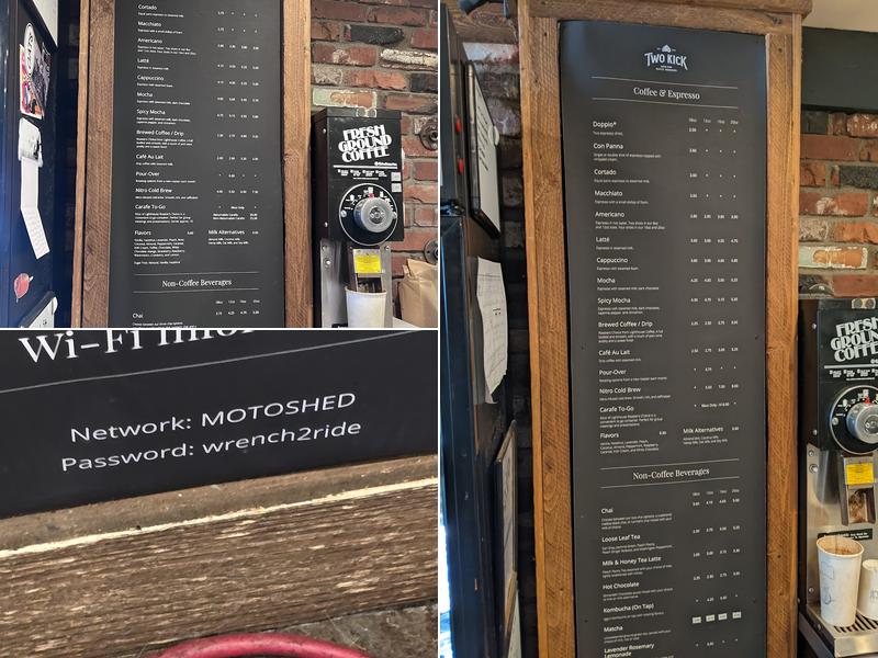 Two Kick Coffee Menu