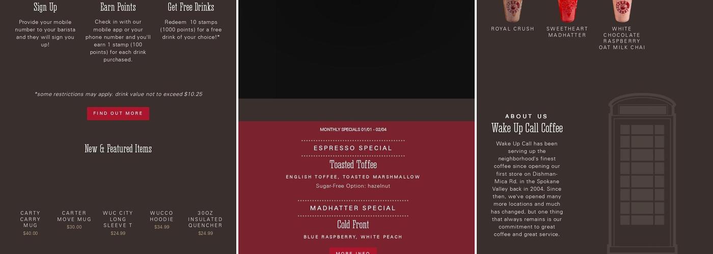 Wake Up Call - North Pines & Trent Menu