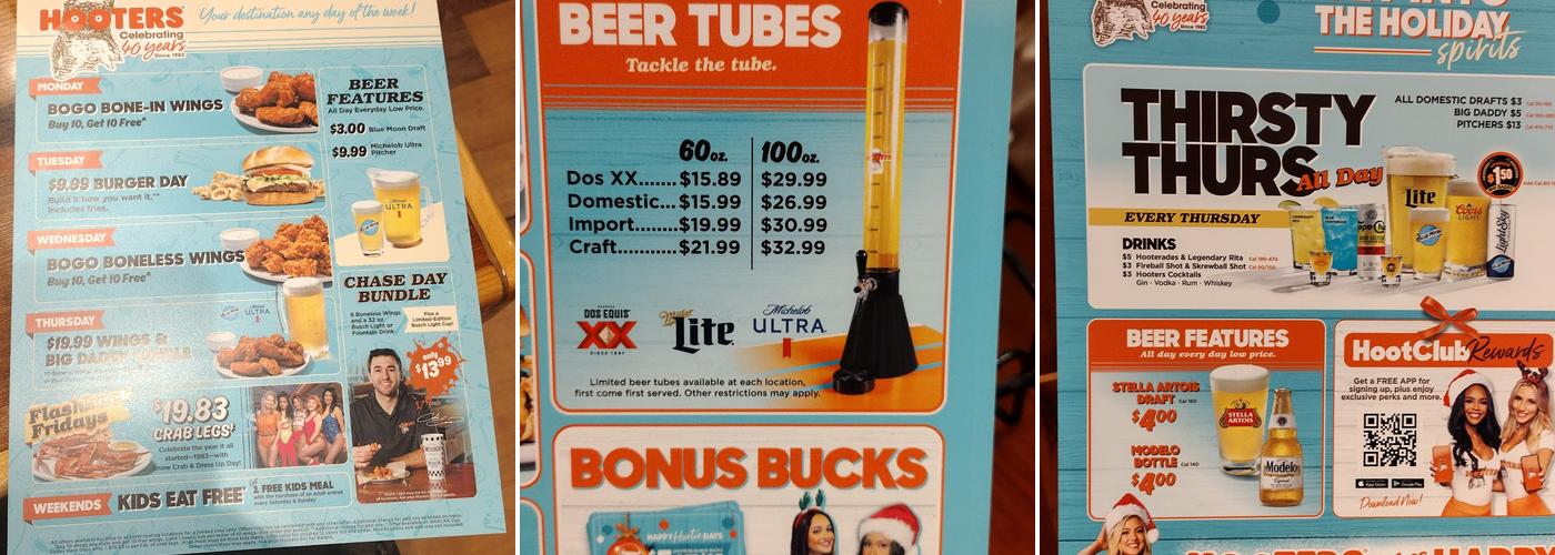 Hooters Menu