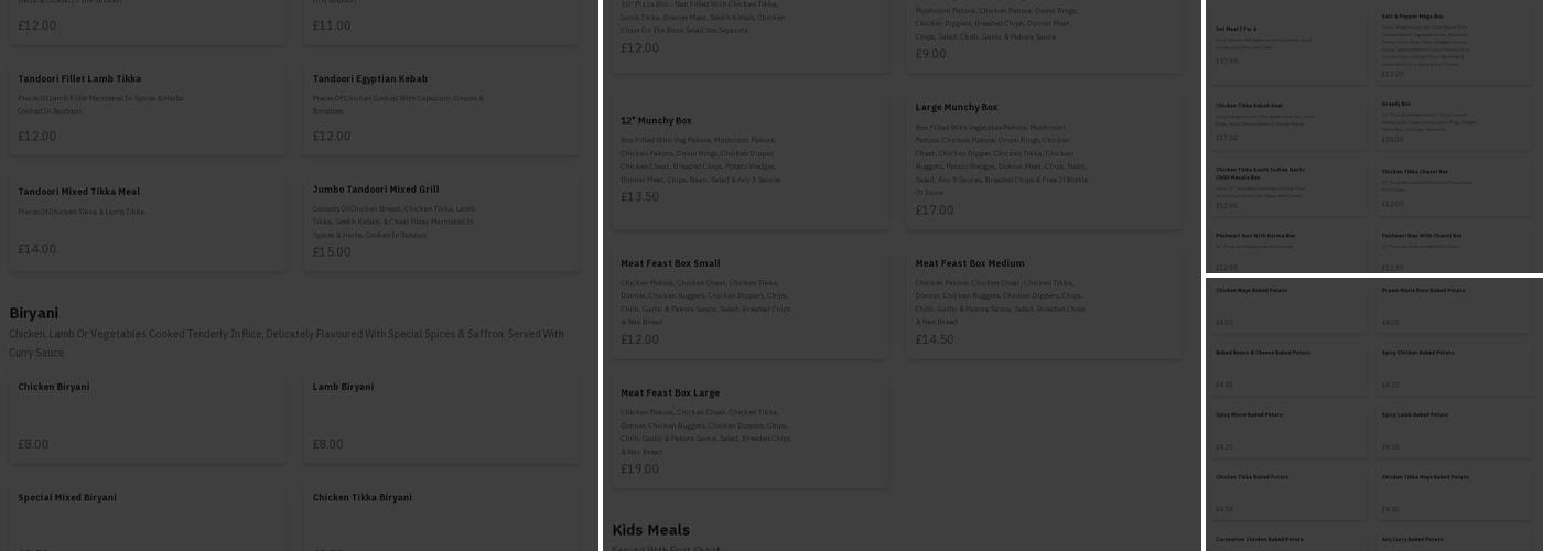 Zain's Curry House Greenock Menu